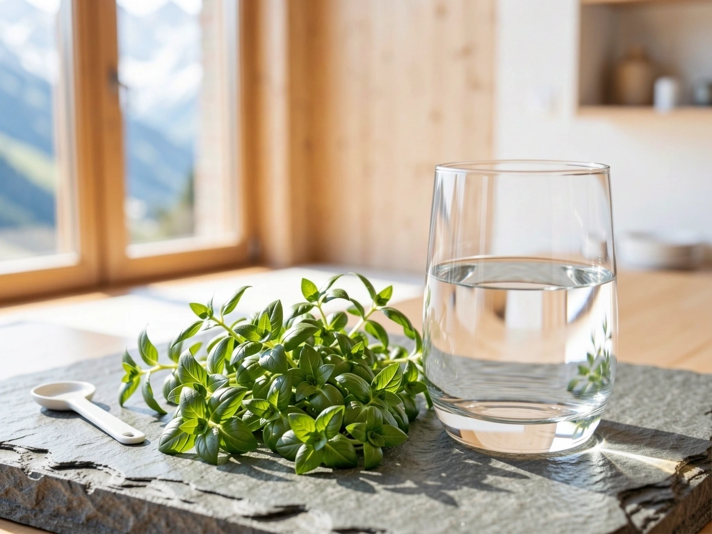 Frische Kräuter und reines Wasser